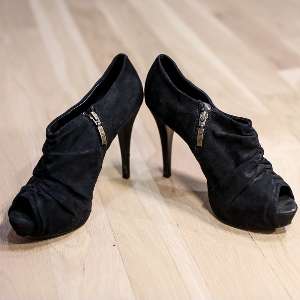 Guess black suede booties women size 10
